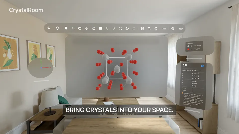 Bring crystals into your space — a structure floating in a living room